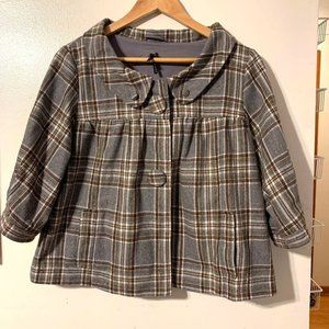 LAPIS Plaid Brown Cardigan Jacket Doll-like Style Sz M